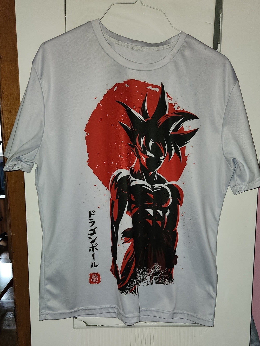White Graphic Dragon Ball Z Inspired Tee with Red & Black Print